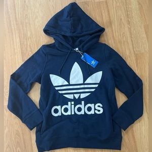 Adidas Trefoil Hoodie CE2410 Navy Sweatshirt Size Small NWT